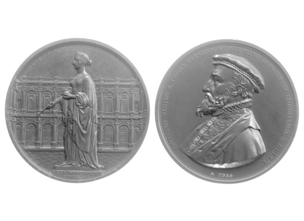Bronze medallions of Queen Victoria and Sir Thomas Gresham, 1844. Artist: Unknown
