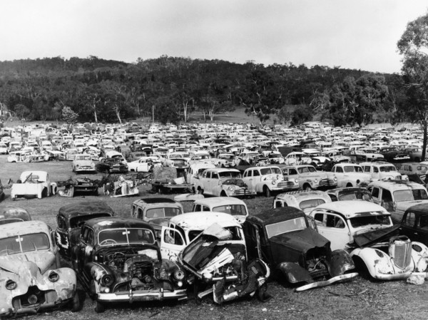 Old cars in a scrapyard, Cooma, New South Wales, Australia, 1973. Artist: Unknown