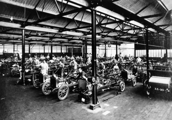 Interior of the Calcott car factory, Coventry, Warwickshire, April, 1921. Artist: Unknown