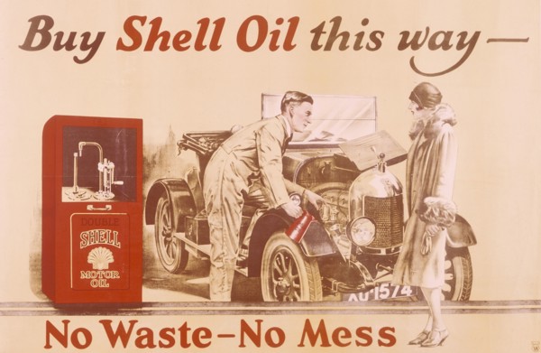 Poster advertising Shell oil, (c1920s?). Artist: Unknown