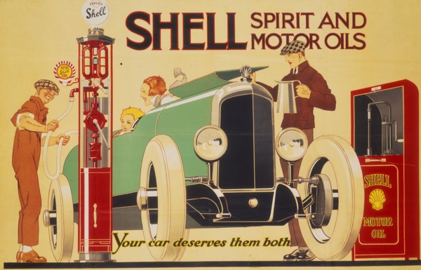 Poster advertising Shell spirit and motor oils.  Artist: René Vincent
