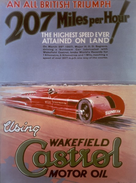Poster advertising Castrol, featuring a Sunbeam car, (c1927?). Artist: Unknown