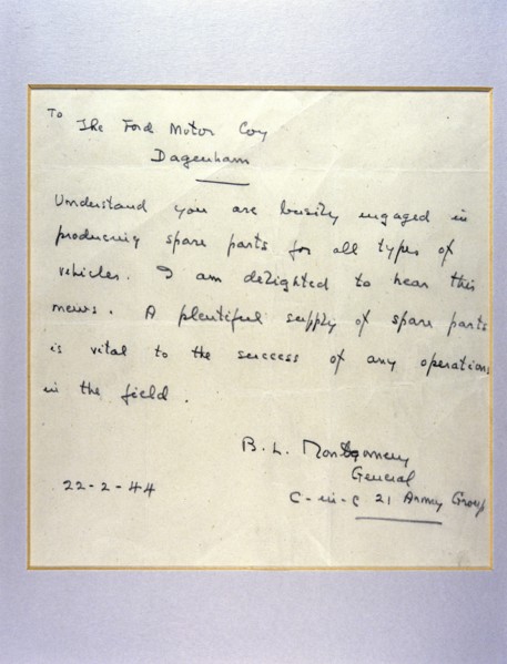 A letter from General Montgomery to Henry Ford, 1944. Artist: General Montgomery