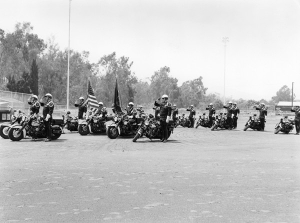 A police patrol with their Harley-Davidsons, America. Artist: Unknown