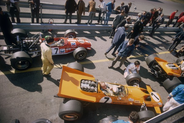 Denny Hulme's McLaren Ford at the British Grand Prix, Silverstone, Northamptonshire, 1969. Artist: Unknown