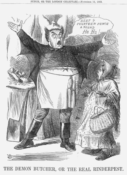 'The Demon Butcher, or the Real Rinderpest', 1865. Artist: John Tenniel