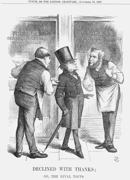 'Declined with Thanks; or The Rival Touts', 1867. Artist: John Tenniel