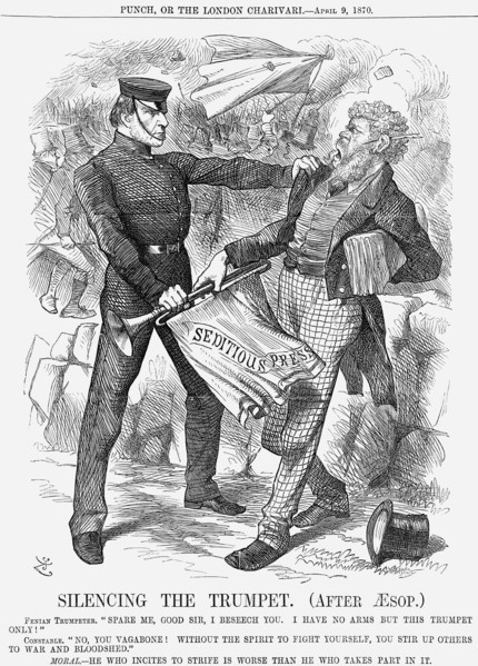 'Silencing The Trumpet (after Aesop.)', 1870. Artist: Joseph Swain