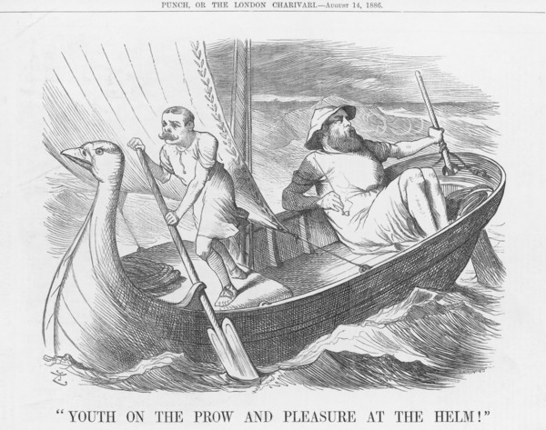 Youth on the Prow and Pleasure at the Helm!, 1886. Creator: Joseph Swain.