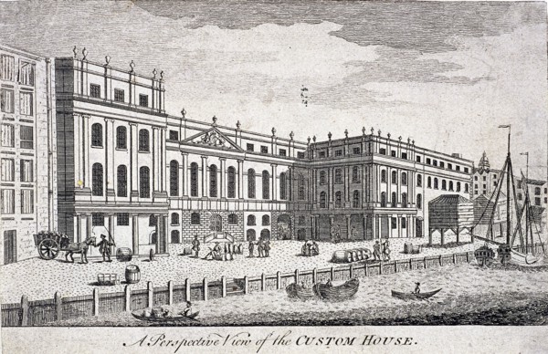 Custom House and River Thames, London, c1750. Artist: Anon