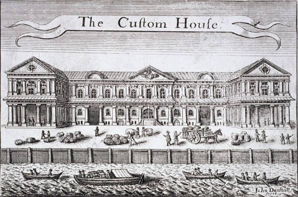 Custom House and River Thames, London, c1670. Artist: John Dunstall