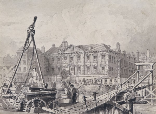 Fishmongers' Hall from north east, London, c1835. Artist: John Woods