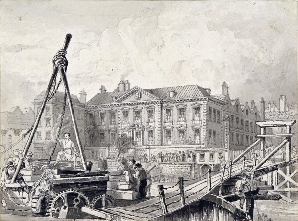 Fishmongers' Hall, Thames Street, London, c1827. Artist: William Henry Bartlett