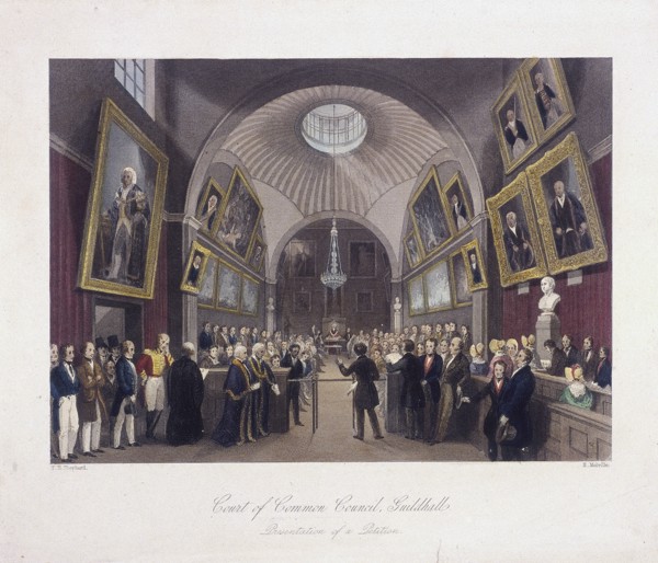 Guildhall Council Chamber, London, c1840. Artist: Harlen Melville