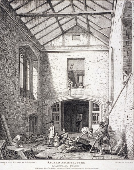 Leadenhall Chapel, London, 1814. Artist: John Thomas Smith