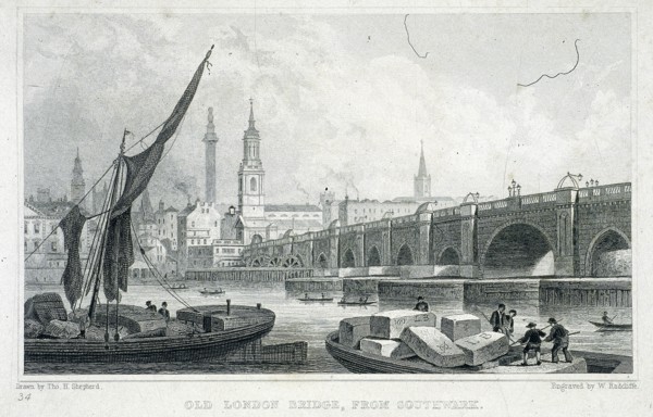London Bridge (old), London, c1750. Artist: Anon