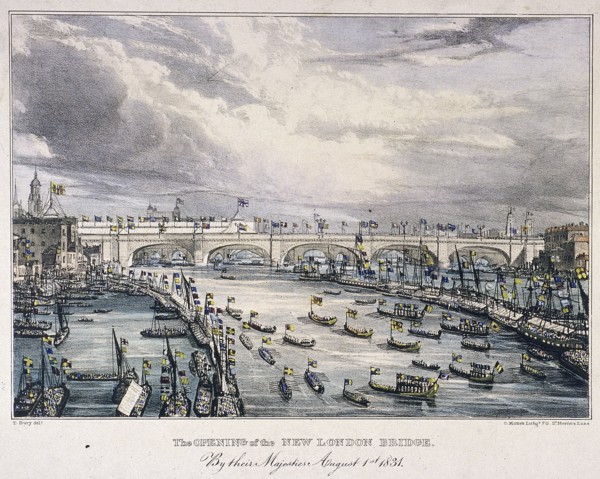 London Bridge (new), London, 1831. Artist: Charles Etienne Pierre Motte