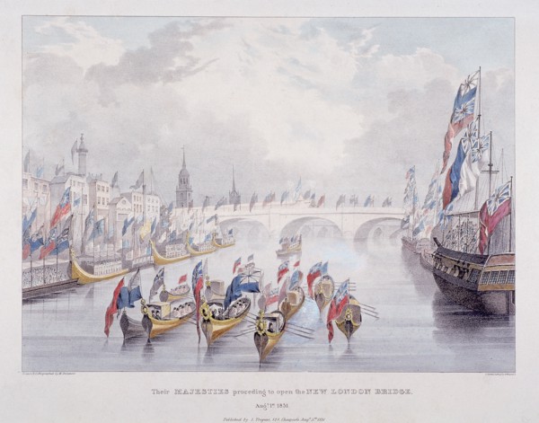London Bridge (new), London, 1831. Artist: Charles Etienne Pierre Motte