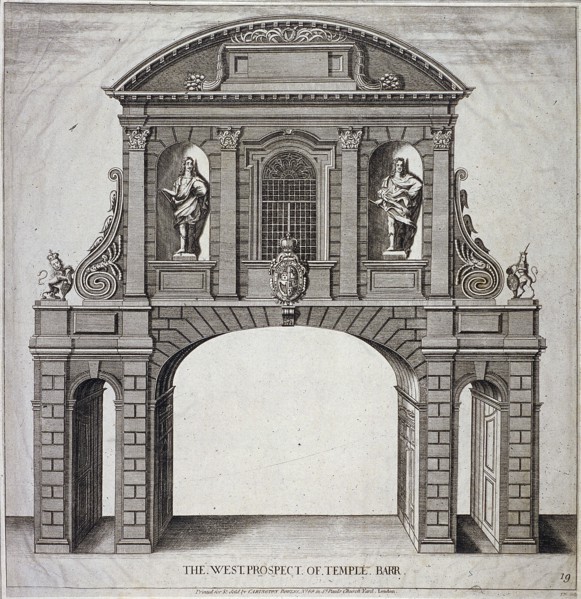 The West Prospect of Temple Bar, London, c1770. Artist: John Nixon