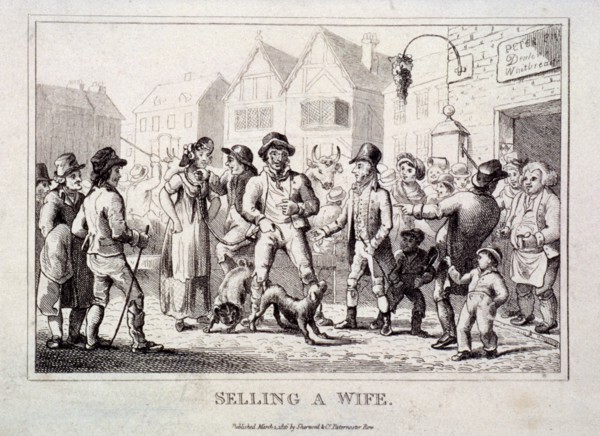 A wife being sold at Smithfield Market, London, 1816. Artist: Anon