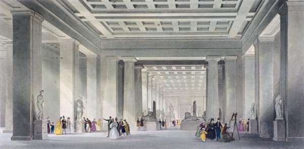 The Grand Central and Egyptian Saloons, British Museum, Holborn, London, c1836. Artist: Robert Sands