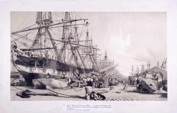 West India Docks, Poplar, London, 1830. Artist: William Parrott