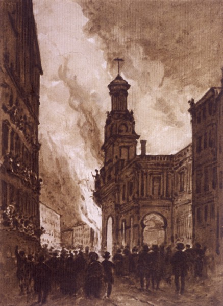 Royal Exchange Fire, London, 1838. Artist: Anon