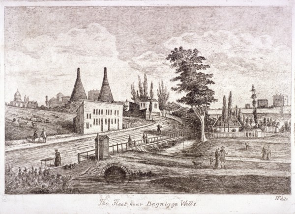 The Fleet River near Bagnigge Wells, St Pancras, London, c1800. Artist: Anon