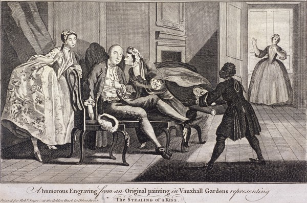 'The Stealing of a Kiss', c1745. Artist: Anon