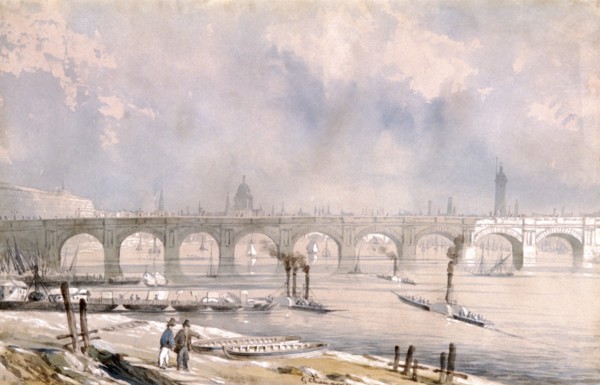 'Waterloo Bridge, looking towards the City', London, 1847. Artist: G Chaumont