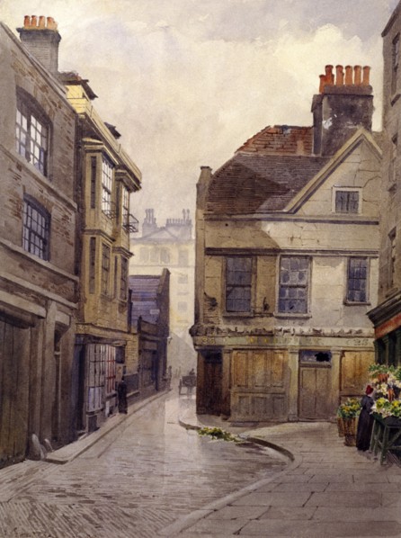Bartholomew Close, London, 1889. Artist: John Crowther