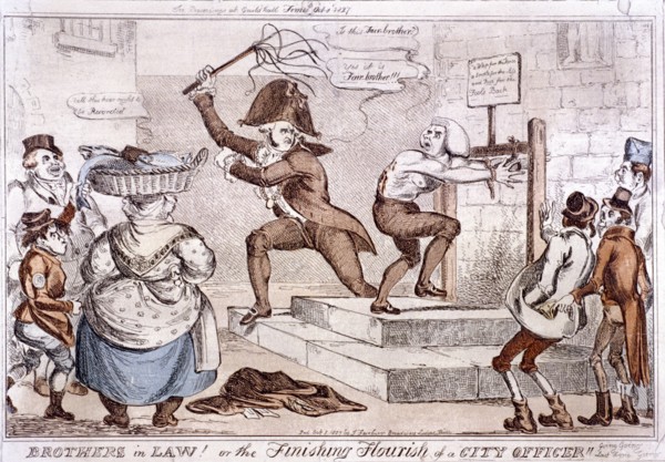 'Brothers in law! or the finishing flourish of a City officer!!', 1827. Artist: Anon