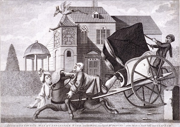 Visit to Mr Deputy - at his modern built villas near Clapham, London, c1750. Artist: Anon