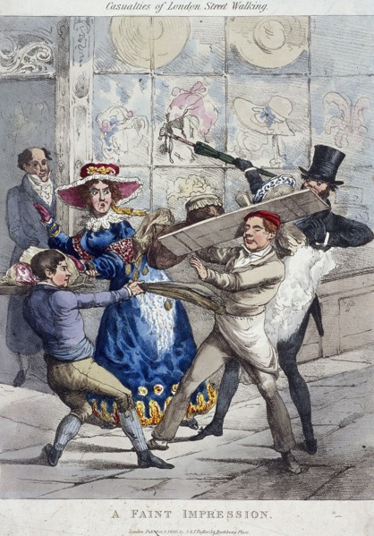 'Casualties of London street walking; a faint impression', London, 1826. Artist: Anon