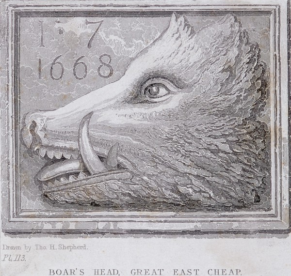 Inn sign from the Boar's Head Tavern, Eastcheap, London, (1850?). Artist: Anon