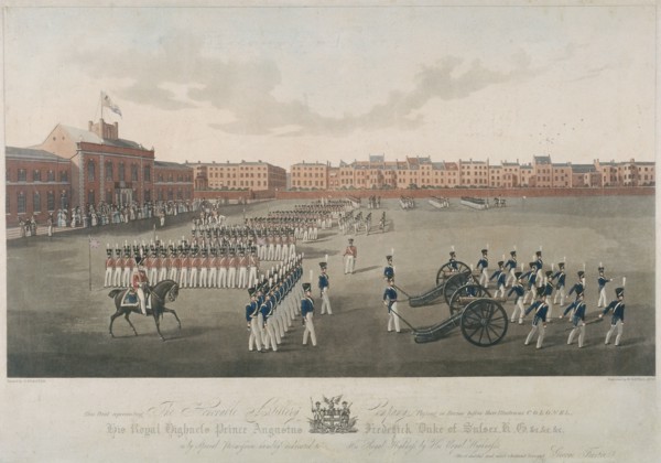 Scene of Honourable Artillery Company, City Road, Finsbury, Islington, London, 1829. Artist: Robert Havell