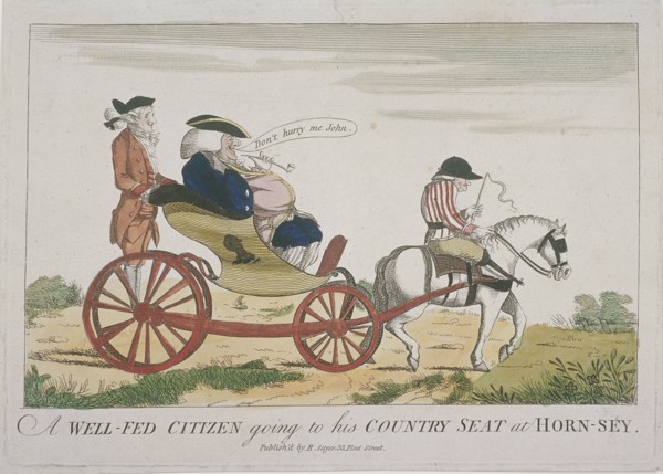 'A Well-Fed Citizen going to his Country Seat at Hornsey', 1773. Artist: Anon