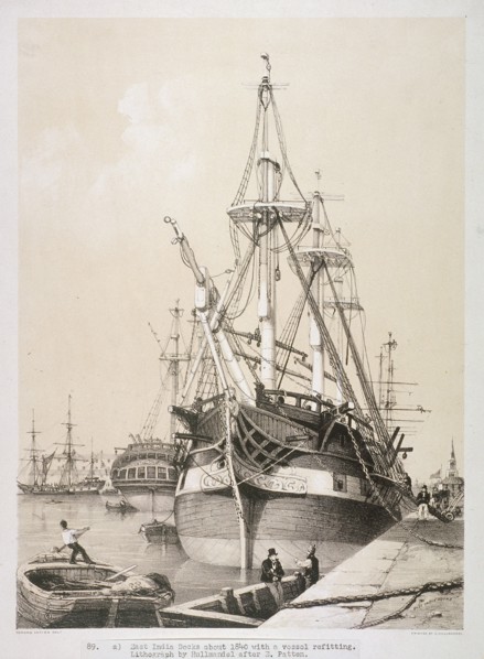Ship in the East India Docks, London, c1840. Artist: Anon