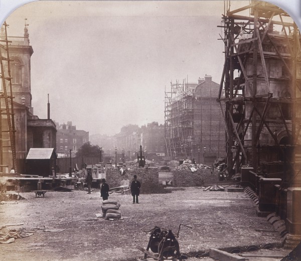 Holborn Viaduct under construction, Holborn, London, 1869. Artist: Henry Dixon