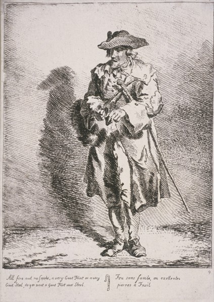 Flint and steel seller, Cries of London, 1760. Artist: Paul Sandby