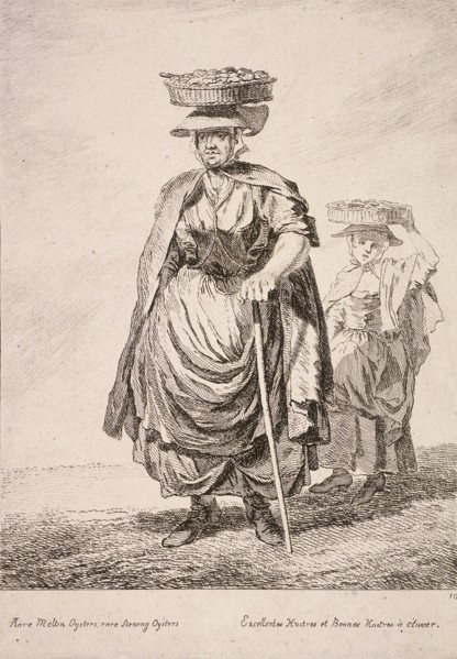Two oyster sellers, Cries of London, 1760. Artist: Paul Sandby