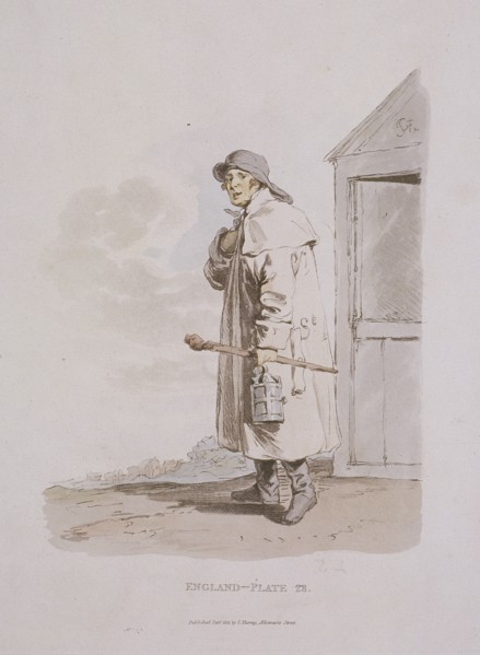 A watchman, Provincial Characters, 1813. Artist: Anon