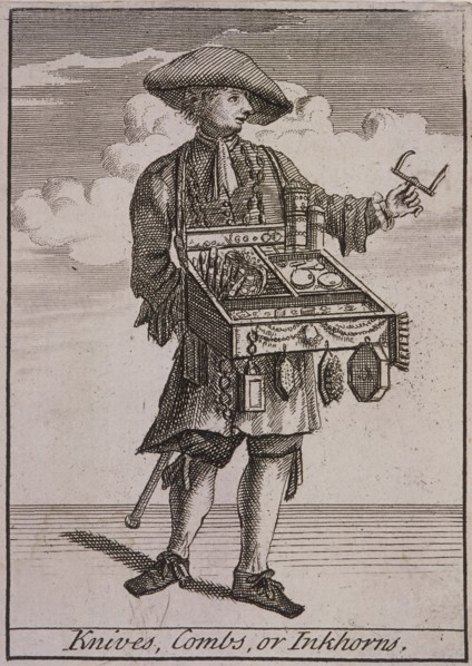 'Knives, Combs, or Inkhorns', Cries of London, (c1688?). Artist: Anon