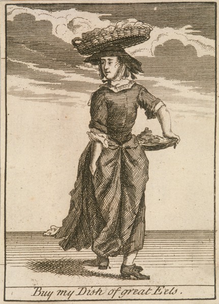 'Buy my Dish of great Eels', Cries of London, (c1688?). Artist: Anon