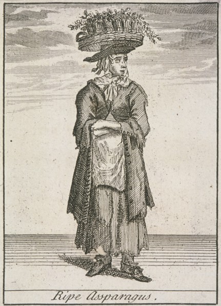 'Ripe Assparagus', Cries of London, (c1688?). Artist: Anon