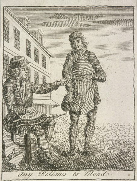 'Any Bellows to Mend', Cries of London, (c1688?). Artist: Anon