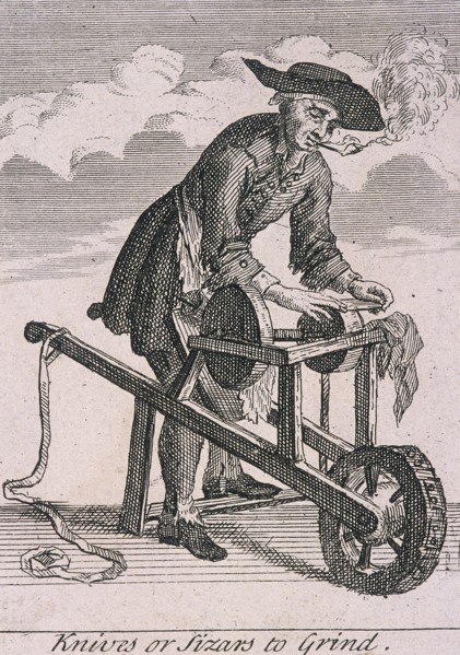 'Knives or Sizars to Grind', Cries of London, (c1688?). Artist: Anon