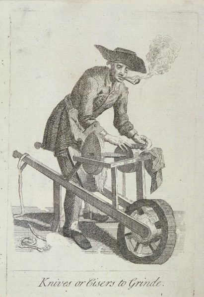 'Knives or Cisers to Grind', Cries of London, (c1688?). Artist: Anon