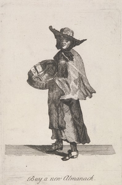 'Buy a new Almanack', Cries of London, (c1688?). Artist: Anon