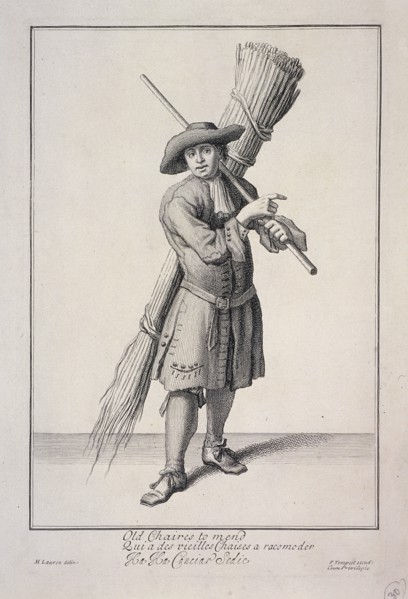 'Old Chaires to mend', Cries of London, (1688?). Artist: Anon